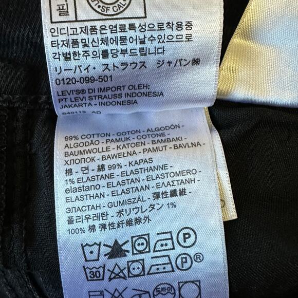 LEVI'S Ribcage Shorts Black Denim Cut Off Frayed High Rise Gothic - Picture 11 of 12